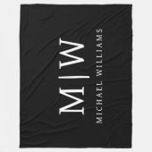 Zwart-wit Minimalistisch Modern Monogram Fleece Deken (Voorkant)
