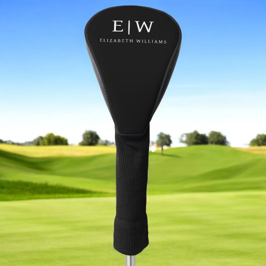 Zwart-wit Minimalistisch Modern Monogram Golfheadcover
