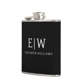 Zwart-wit Minimalistisch Modern Monogram Heupfles (Links)