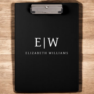 Zwart-wit Minimalistisch Modern Monogram Klembord
