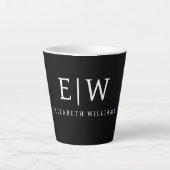 Zwart-wit Minimalistisch Modern Monogram Latte Mok (Voorkant)