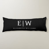 Zwart-wit Minimalistisch Modern Monogram Lichaamskussen (Voorkant)