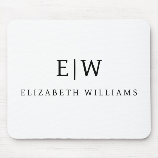 Zwart-wit Minimalistisch Modern Monogram Muismat (Voorkant)