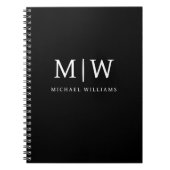 Zwart-wit Minimalistisch Modern Monogram Notitieboek (Voorkant)