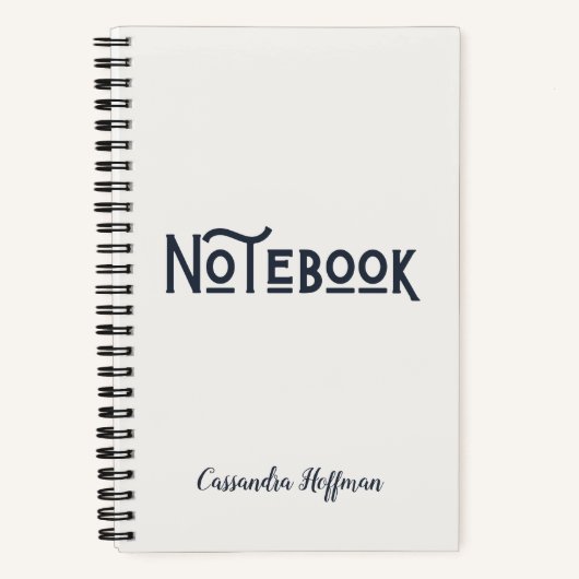 Zwart-wit Minimalistisch Modern Monogram Notitieboek (Voorkant)