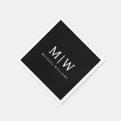 Zwart-wit Minimalistisch Modern Monogram Servet (Hoek)