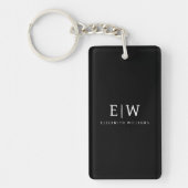 Zwart-wit Minimalistisch Modern Monogram Sleutelhanger (Voorkant)