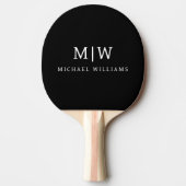 Zwart-wit Minimalistisch Modern Monogram Tafeltennisbatje (Voorkant)