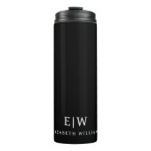 Zwart-wit Minimalistisch Modern Monogram Thermosbeker (Voorkant)