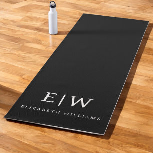 Zwart-wit Minimalistisch Modern Monogram Yogamat