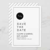 Zwart-wit-minimalistisch modern sparen de datum save the date (Voorkant / Achterkant)