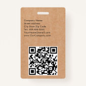 Zwart-wit Minimalistisch Monogram op Kraft Badge (Achterkant)