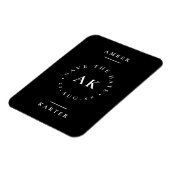 Zwart-wit minimalistisch monogram Opslaan datum Magneet (Linkerzijde)
