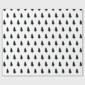 Zwart wit, minimalistisch PINE TREE CHRISTMAS CUST Cadeaupapier (Vlak)