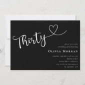 Zwart wit, minimalistisch script 30th Birthday Kaart (Voorkant)