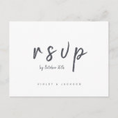 Zwart-wit minimalistisch script bruiloft RSVP Uitnodiging Briefkaart (Voorkant)
