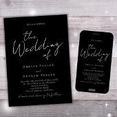 Zwart Wit Minimalistisch Script Elegante QR Code T Kaart