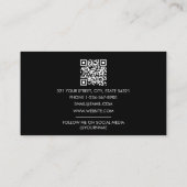 Zwart-wit minimalistisch script QR-code Visitekaartje (Achterkant)