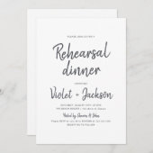 Zwart-wit minimalistisch script repetitie diner kaart (Voorkant / Achterkant)