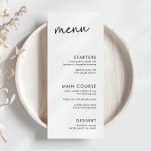 Zwart-wit minimalistisch script Vrijgezellenfeest Menu