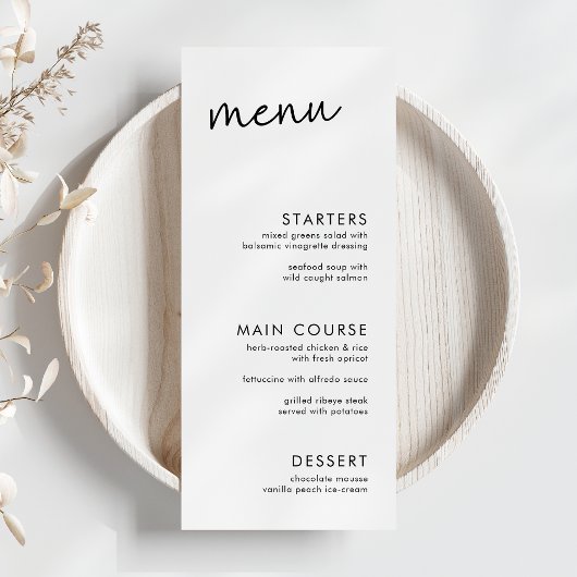 Zwart-wit minimalistisch script Vrijgezellenfeest Menu