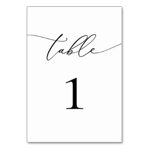 Zwart-wit minimalistisch tabelnummer kaart
