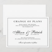 Zwart-wit minimalistisch uitstel bruiloft aankondiging (Voorkant / Achterkant)