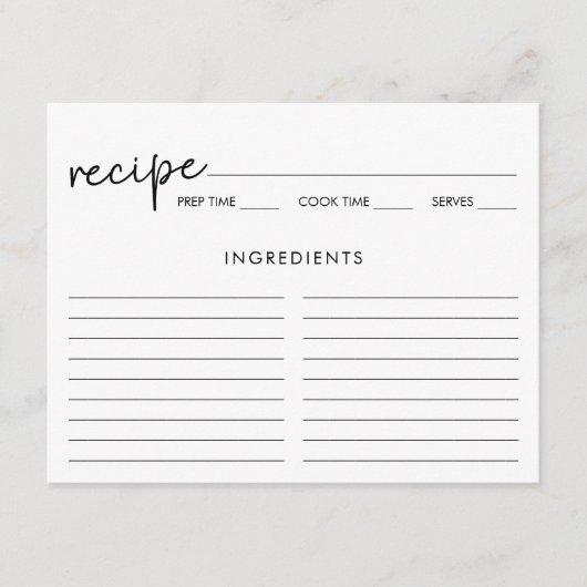 Zwart & Wit Minimalistisch Vrijgezellenfeest Recep Informatiekaartje (Voorkant)