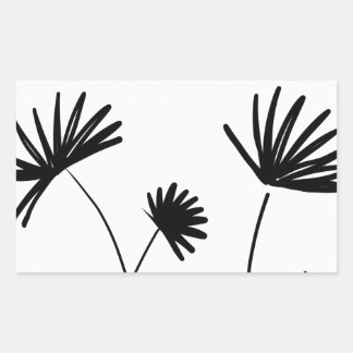 Zwart-wit minimalistische abstracte bloemen rechthoekige sticker