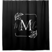 Zwart-wit minimalistische bloemen douchegordijn (Voorkant)