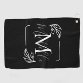 Zwart-wit minimalistische bloemen golfhanddoek (Horizontaal)