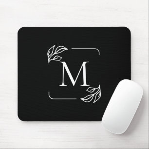 Zwart-wit minimalistische bloemen muismat