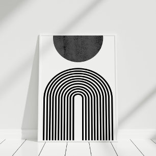 Zwart-wit minimalistische boog en cirkel Abstract Poster