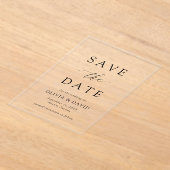 Zwart-wit minimalistische bruiloft Bewaar de datum Acryl Uitnodigingen (Laagn)