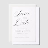 Zwart-wit minimalistische bruiloft Bewaar de datum Vellum Uitnodigingen (Offset)