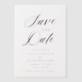 Zwart-wit minimalistische bruiloft Bewaar de datum Vellum Uitnodigingen (Voorkant)