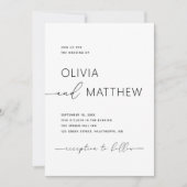 Zwart-wit minimalistische bruiloft QR code details Kaart (Voorkant)