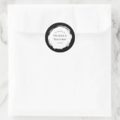 Zwart-wit minimalistische bruiloft ronde sticker (Tas)