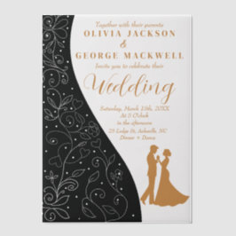 Zwart-wit minimalistische bruiloft vellum uitnodigingen