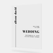 Zwart-wit minimalistische bruiloft WELKOM Acryl Bord (Hoek)