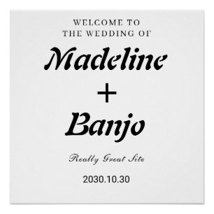 Zwart & Wit Minimalistische Calligrafie Bruiloft Perfect Poster