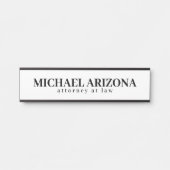 Zwart-wit minimalistische eenvoudige vlakte deurbordje (Voorkant)