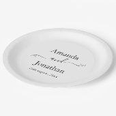 Zwart-wit minimalistische Elegant Script bruiloft Papieren Bordje (Gekanteld)