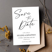 Zwart-wit minimalistische elegante bruiloft save the date