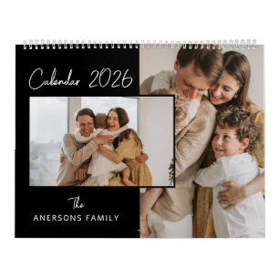 Zwart & Wit Minimalistische Esthetische Familie Fo Kalender
