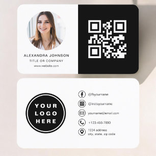 Zwart Wit Minimalistische Foto QR Code Sociale Med Visitekaartje