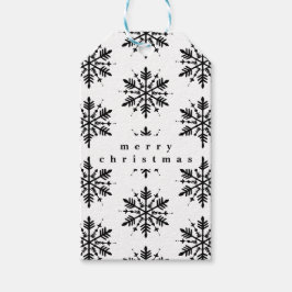 Zwart-wit minimalistische grafische sneeuwvlok cadeaulabel