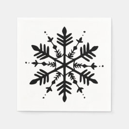 Zwart-wit minimalistische grafische sneeuwvlok servet