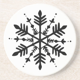 Zwart-wit minimalistische grafische sneeuwvlok zandsteen onderzetter