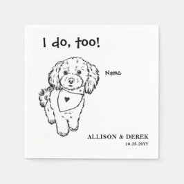 Zwart-wit minimalistische hondenportret bruiloft servet